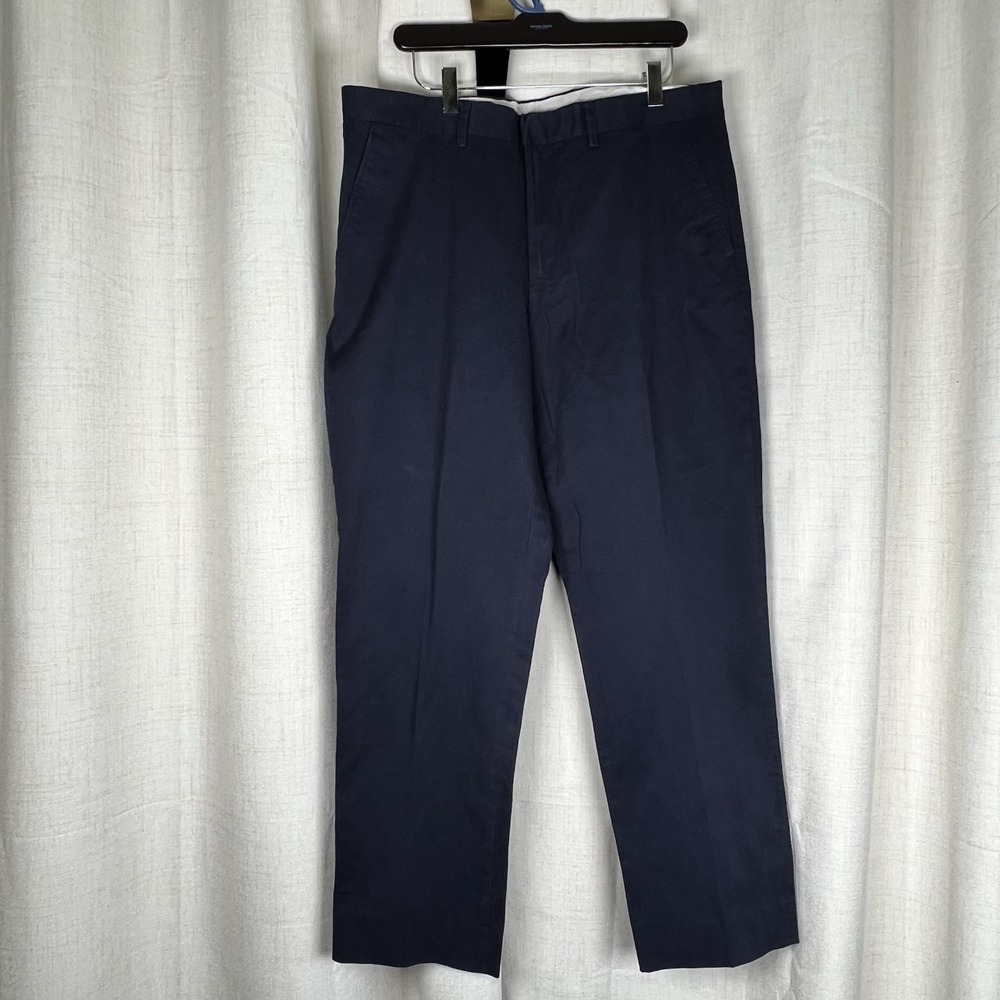 New! J Crew Flex Straight Pants Mens 35x32 Navy Blue Stretch Chino Casual Preppy
